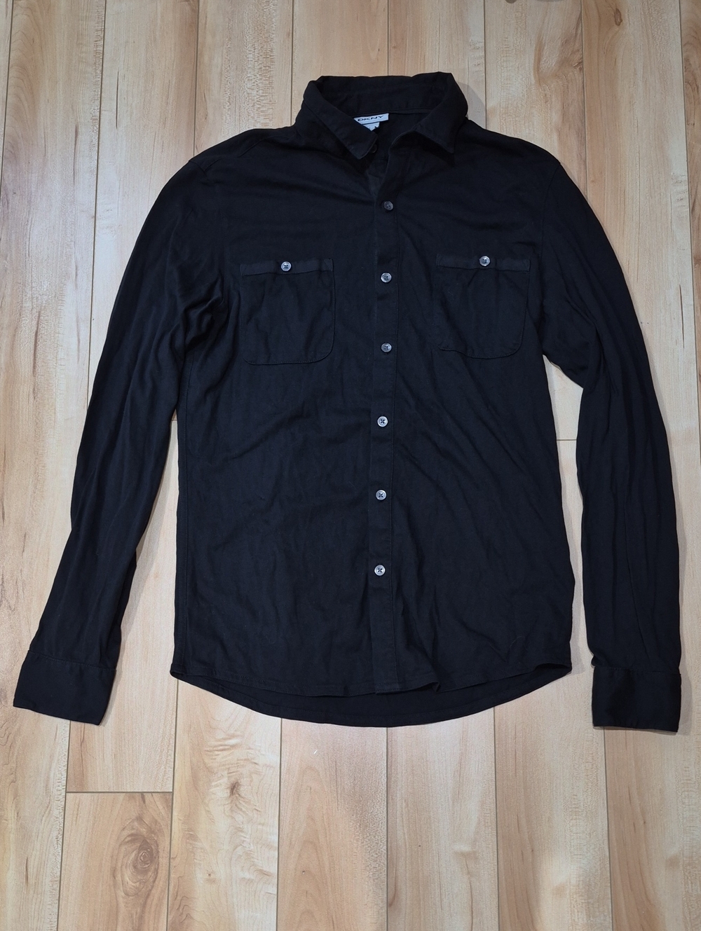 Dkny Women's Size Small Black Long-Sleeve Button-Down Shirt